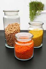 Vakumlu Cam Kapaklı Kavanoz Baharat Ve Bakliyat Saklama Kabı 3 lü Set