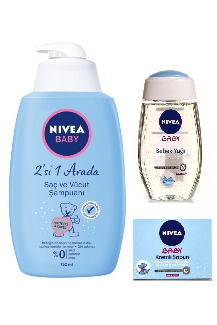Nivea Baby Şampuan 750ML&Bebek Yağı&Kremli Sabun Seti