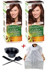 Garnier Color Naturals 5.25 Sıcak Kahve Saç Boyası + Saç Boyama Önlüğü + Saç Boyama Seti