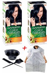 Garnier Color Naturals 1.10 Gece Mavisi + Saç Boyama Önlüğü + Saç Boyama Seti