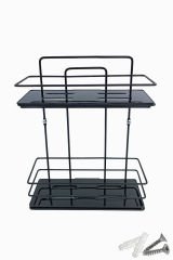 2 Katlı Metal Düz Banyo Rafı Düzenleyici Şampuanlık Duş Rafı Vidalı Siyah