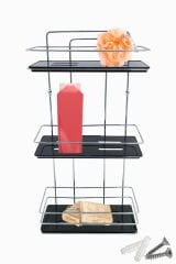 3 Katlı Metal Düz Banyo Rafı Düzenleyici Şampuanlık Duş Rafı Vidalı Krom