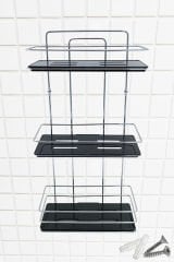 3 Katlı Metal Düz Banyo Rafı Düzenleyici Şampuanlık Duş Rafı Vidalı Krom