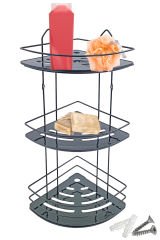 3 Katlı Metal Düz Banyo Köşeliği Düzenleyici Şampuanlık Duş Rafı Vidalı Siyah