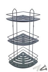 3 Katlı Metal Düz Banyo Köşeliği Düzenleyici Şampuanlık Duş Rafı Vidalı Siyah