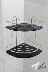 2 Katlı Metal Düz Banyo Köşeliği Düzenleyici Şampuanlık Duş Rafı Vidalı Gold