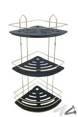 3 Katlı Metal Düz Banyo Köşeliği Düzenleyici Şampuanlık Duş Rafı Vidalı Gold