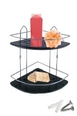 2 Katlı Metal Düz Banyo Köşeliği Düzenleyici Şampuanlık Duş Rafı Vidalı Krom