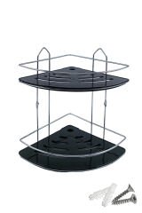 2 Katlı Metal Düz Banyo Köşeliği Düzenleyici Şampuanlık Duş Rafı Vidalı Krom