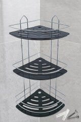 3 Katlı Metal Düz Banyo Köşeliği Düzenleyici Şampuanlık Duş Rafı Vidalı Krom