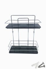 2 Katlı Metal Düz Banyo Rafı Düzenleyici Şampuanlık Duş Rafı Vidalı Krom