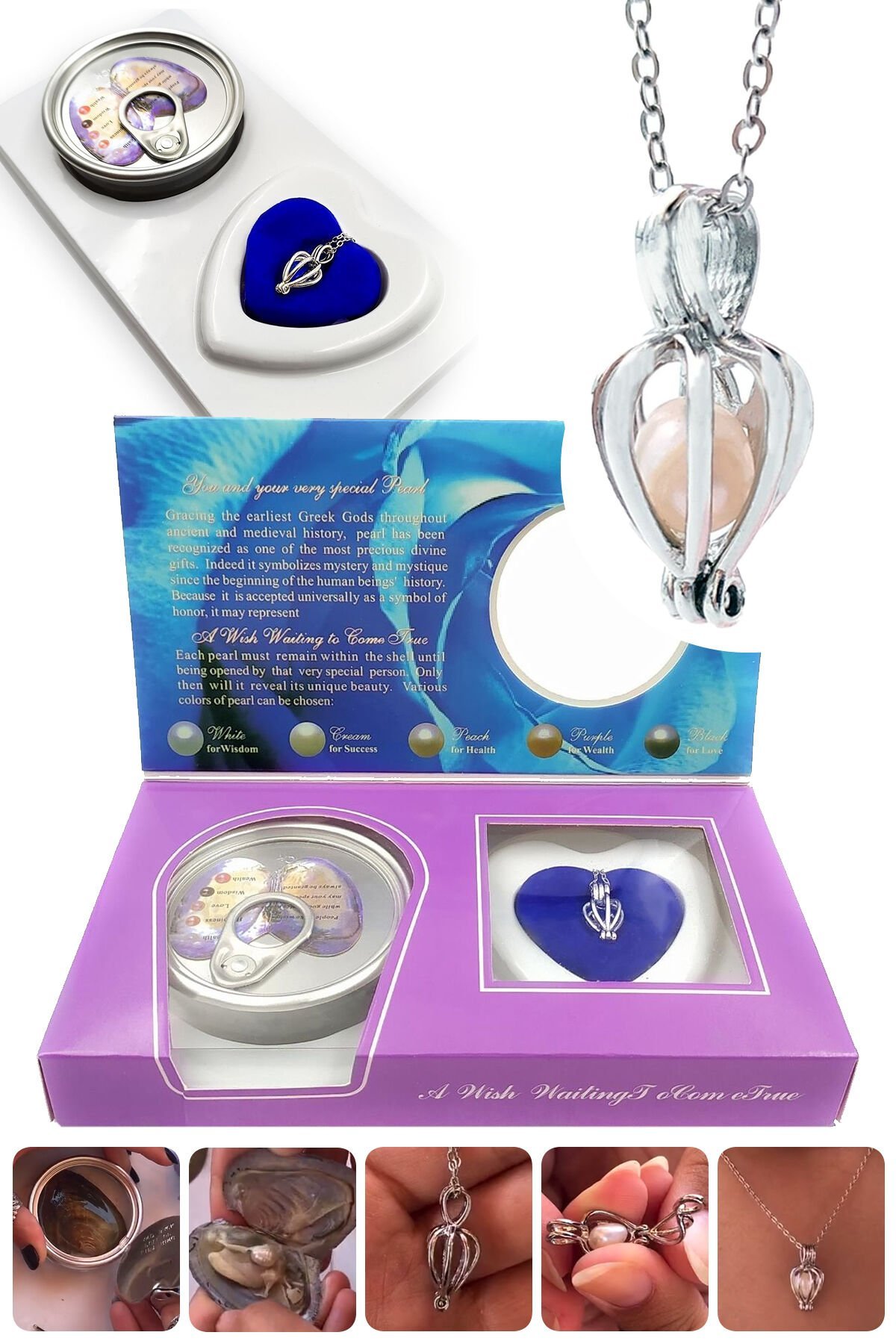 İnci Kolye Set Konserveden Çıkan İstiridye İçinde Gerçek İnci Kolye Bayanlara Özel Kolye