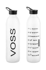 Voss Siyah Sporcu Cam Su Şişesi 1 lt Motivasyonlu Sızdırmaz Matara Suluk Büyük Boy