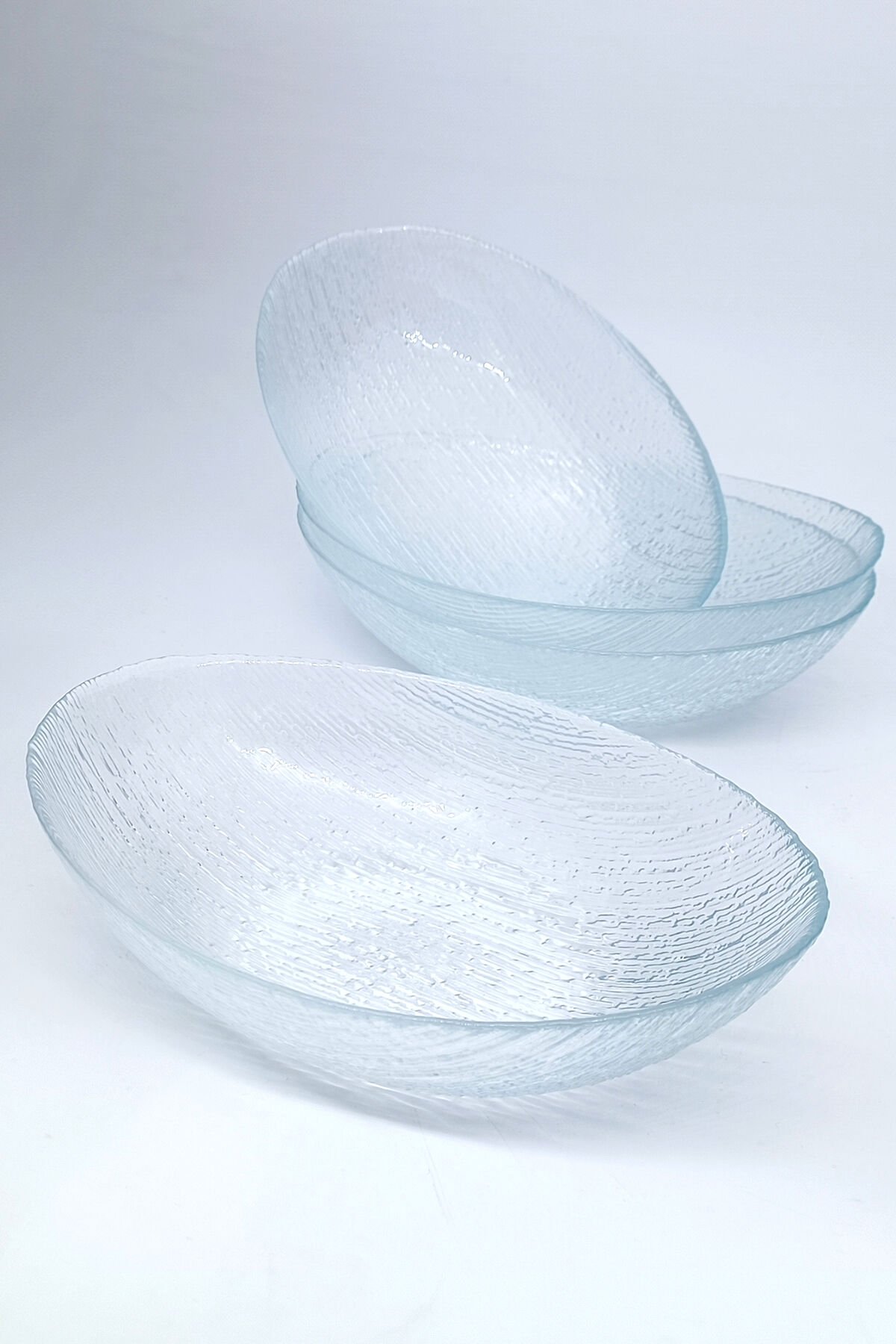 4'lü Şeffaf Cam Kayık Gondol Kase Sunumluk 21cm