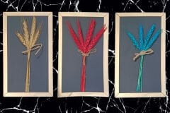 3lü Naturel Dekoratif Buğday Çiçek Tablo