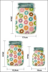 9 Adet 3 Boy Kavanoz Görünümlü Kilitli Saklama Kabı / 150ml - 500ml - 620ml