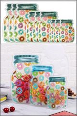 9 Adet 3 Boy Kavanoz Görünümlü Kilitli Saklama Kabı / 150ml - 500ml - 620ml