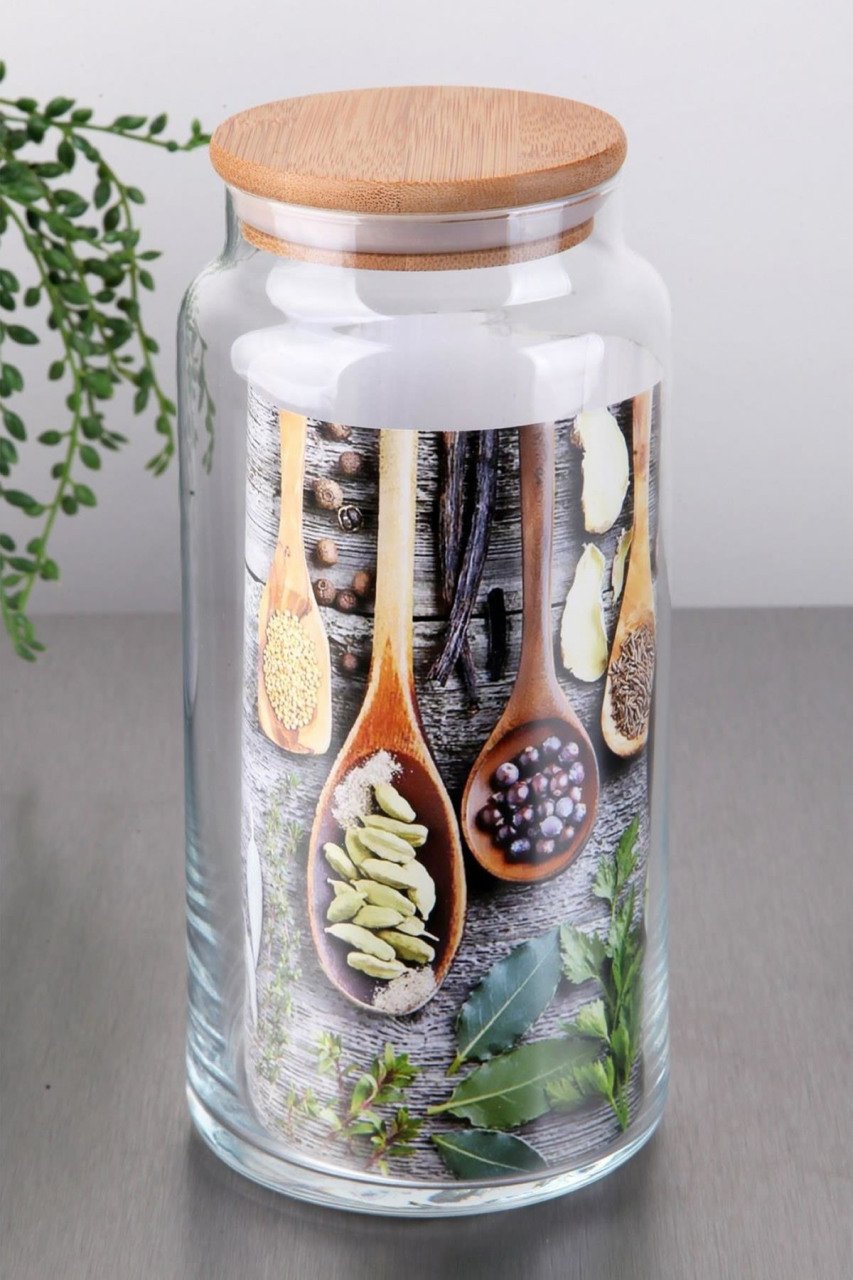 Kavanoz Cam Bambu Kapaklı 3lü Set G-2734-2735-2736