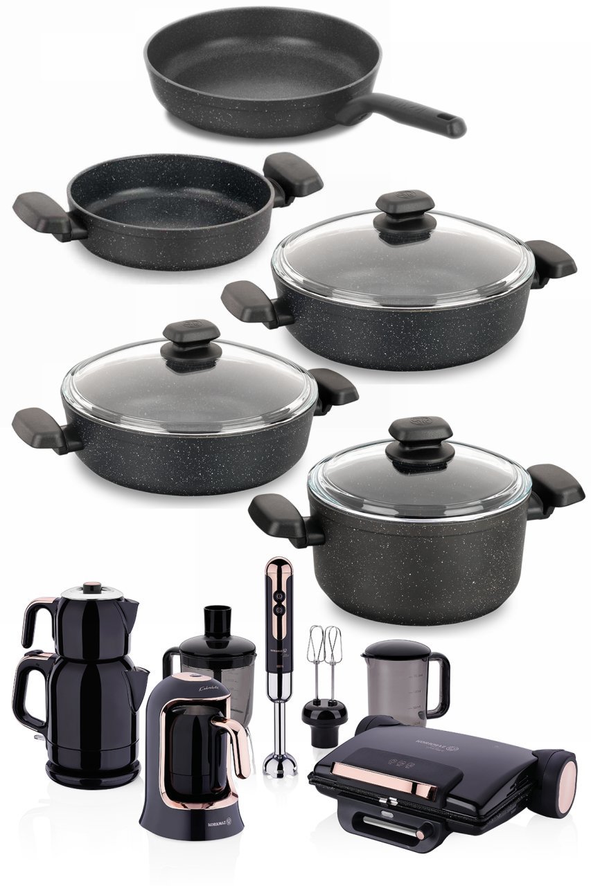 Korkmaz Deluxe 14 Parça Elektro Set + Ornella Tencere 8 Parça Set A1826, A1341, A1843, A1348, A1344, A1844