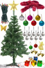 120cm Yılbaşı Çam Ağacı Süsleme Seti 30 Parça Yeni Yıl Süsleri Noel Paketi