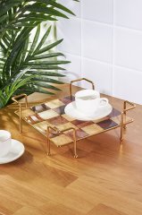 Sunumluk Check Kare Tepsi Kurabiyelik Desenli 22 Cm