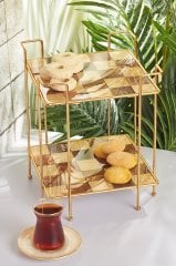 Sunumluk Check Kare 2 Katlı Kurabiyelik Desenli 22 Cm