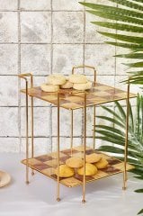 Sunumluk Check Kare 2 Katlı Kurabiyelik Desenli 22 Cm