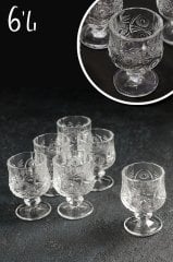6lı Cam Kahve Yanı Bardak Ayaklı Kristal