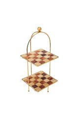 Sunumluk Check Kare 2  Katlı Kurabiyelik Desenli Tutmalı 15 Cm