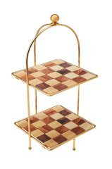 Sunumluk Check Kare 2  Katlı Kurabiyelik Desenli Tutmalı 20 Cm