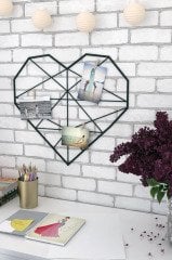 Kalp Şekilli Metal Pano Fotoğraf Askısı Tel Askılık Duvar Askılığı Notluk