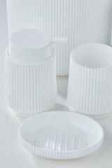 5 Parça Lüx Banyo Seti Yuvarlak Çizgili Banyo Takımı Beyaz