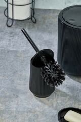 5 Parça Lüx Banyo Seti Yuvarlak Çizgili Banyo Takımı Siyah