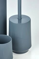 5 Parça Lüx Banyo Seti Yuvarlak Çizgili Banyo Takımı Gri