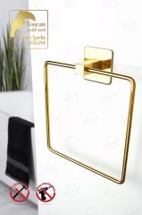 Duvar Askısı Kare Gold Havluluk Yapışkanlı Paslanmaz Metal