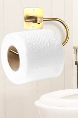 WC Kağıtlık Yapışkanlı Duvara Monte Tuvalet Kağıtlığı Oval Mat Gold
