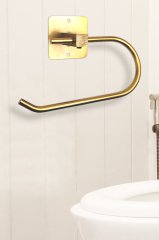 WC Kağıtlık Yapışkanlı Duvara Monte Tuvalet Kağıtlığı Oval Mat Gold