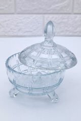 Üç Ayaklı Kapaklı Cam Şekerlik Lokumluk Arizona