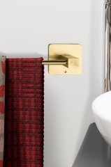 Duvar Askısı Uzun Banyo Metal Kare Havluluk Yapışkanlı Gold 40cm