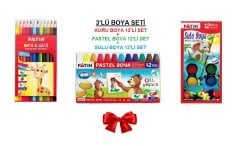 Fatih 3'lü Boyama Seti (Kuru Boya+Sulu Boya+Pastel Boya)