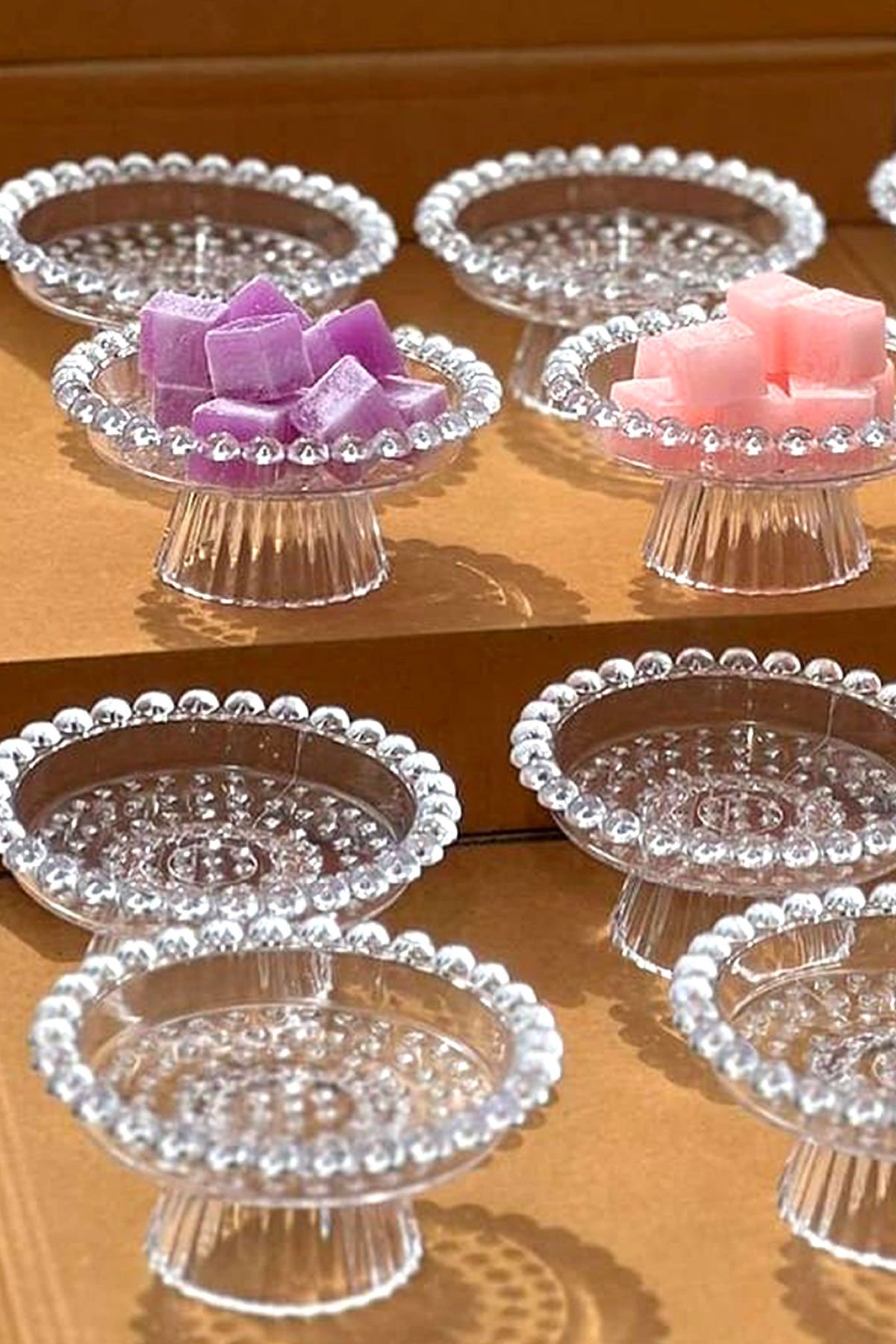 3 Adet İncili Boncuklu İkramlık Sunumluk Şekerlik Çerezlik Lokumluk