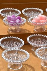 3 Adet İncili Boncuklu İkramlık Sunumluk Şekerlik Çerezlik Lokumluk