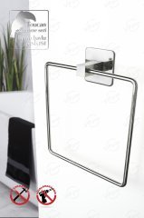 Duvar Askısı Kare Krom Havluluk Yapışkanlı Paslanmaz Metal