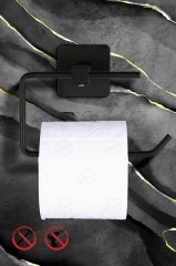 Wc Kağıtlık Yapışkanlı Tuvalet Kağıtlığı Köşeli Mat Siyah Paslanmaz Metal