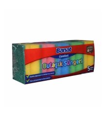 Banat Comfort 5 li Renkli Oluklu Bulaşık Süngeri