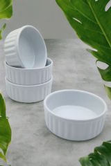 Fırın Kabı 12 cm Beyaz Isıya Dayanıklı Keramika Tabak Kase 4 adet