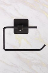 Wc Kağıtlık Yapışkanlı Tuvalet Kağıtlığı Köşeli Mat Siyah Paslanmaz Metal