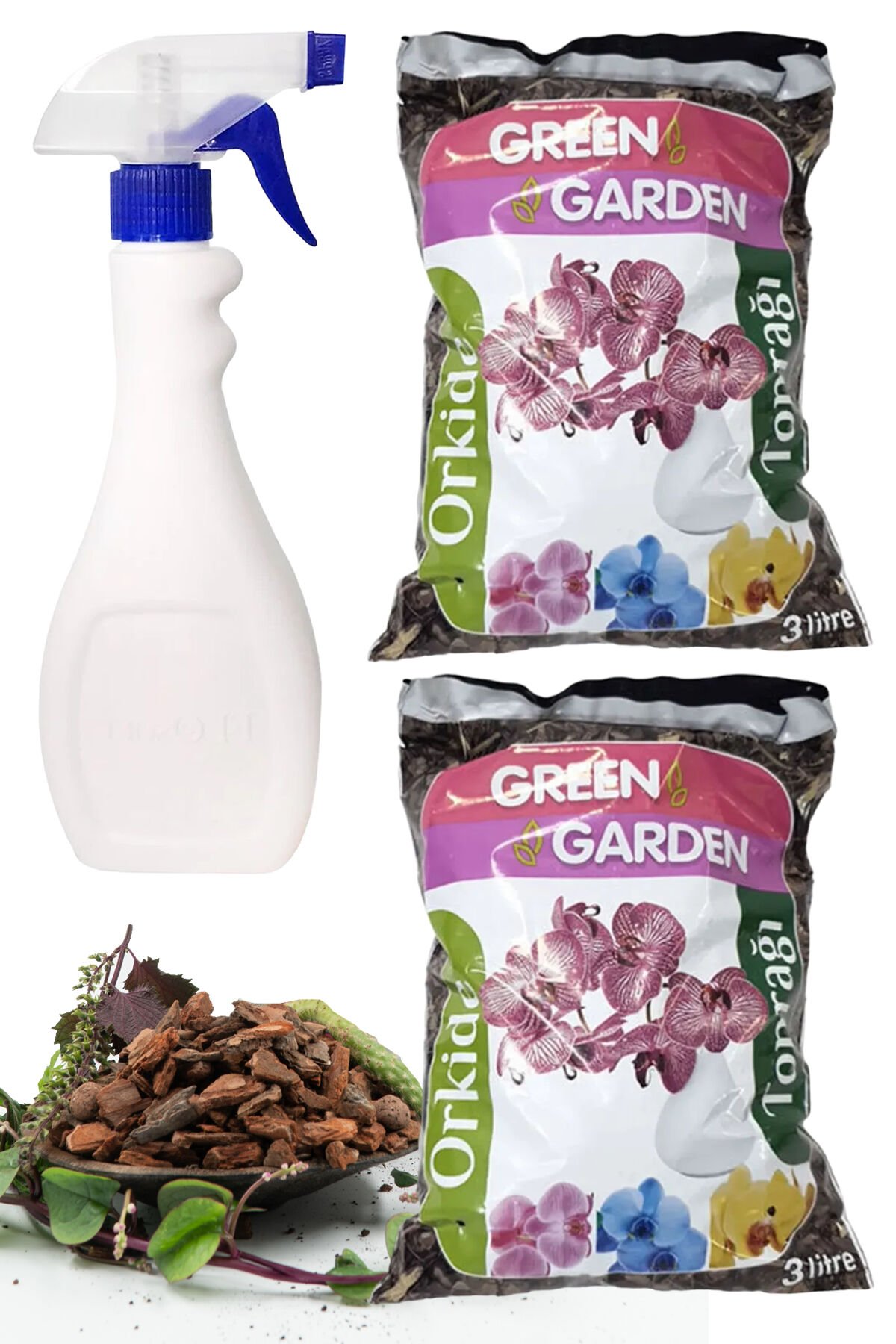 Orkide Toprağı 3 Lt Green Garden(2 Adet) + Trigerli 500ml Sıvı Püskürtücü