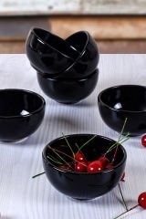 Keramika Siyah Mini Çerezlik Sosluk Sunumluk 8cm Sunum Kasesi 6 Adet