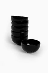 Keramika Siyah Mini Çerezlik Sosluk Sunumluk 8cm Sunum Kasesi 6 Adet